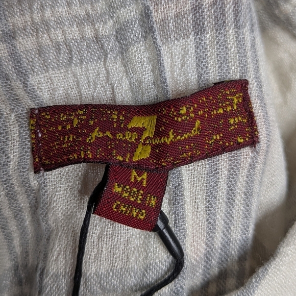 NWT 7 For All Mankind cream grey striped button up M - Picture 5 of 7